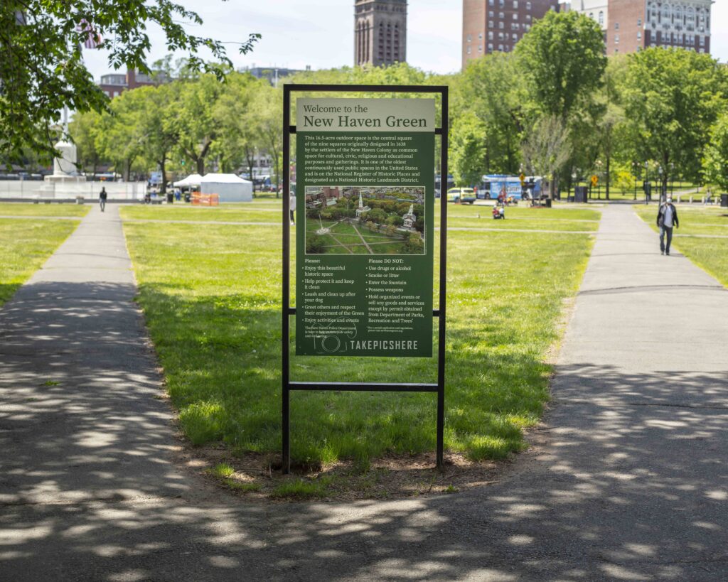 Welcome to the New Haven Green Sign Photo Taken by Lance Long of LongShots Media